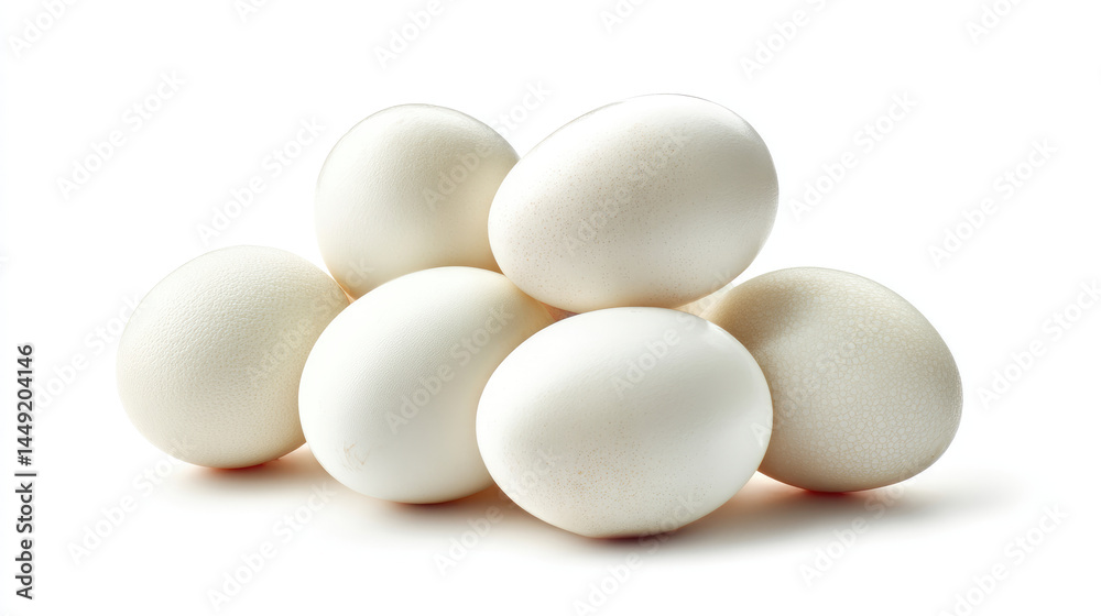 Fresh, white eggs clustered together Fresh, white eggs clustered together