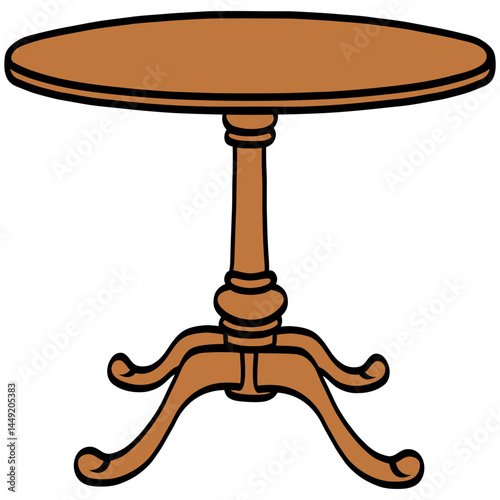 Wooden Table Drawing Vector Illustration