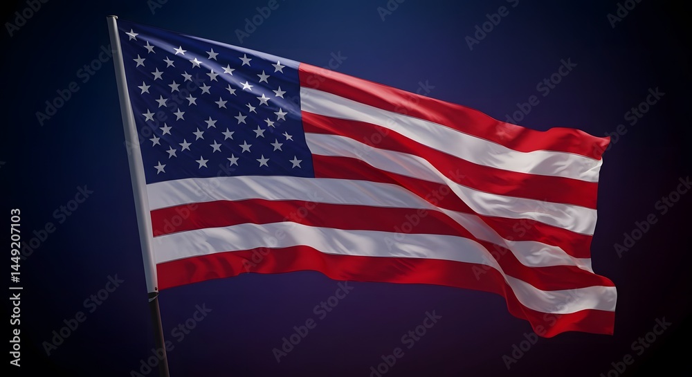 Obraz premium Waving American Flag Symbolizing Patriotism and Independence Day Celebration