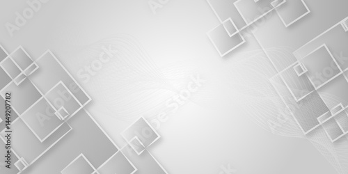 Abstract background with grey tone of many square and rectangles shapes on white background. Trendy graphic design concept. Suitable for web print media. 