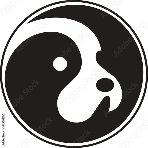 Yin Yang Dog Harmony and Balance in a Round Logo