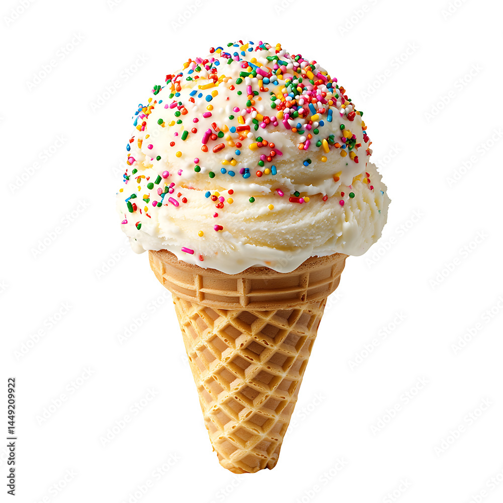 Vanilla Ice Cream Cone with Sprinkles Isolated on Transparent Background Vanilla Ice Cream Cone with Sprinkles Isolated on Transparent Background