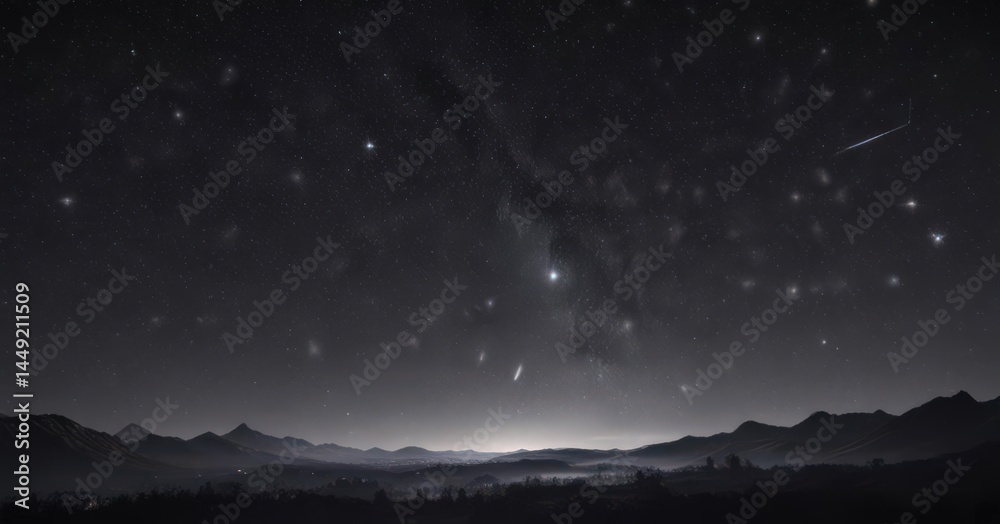 Diamond-dust sky, countless stars in inky blackness , grand, tranquil Diamond-dust sky, countless stars in inky blackness , grand, tranquil