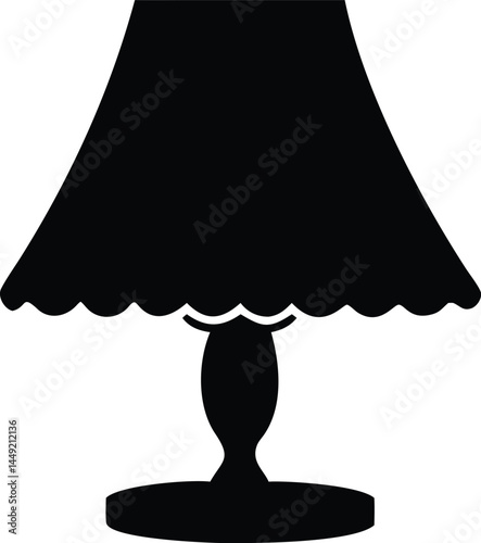 Silhouette of a table lamp with a wavy shade creates minimalist home decor