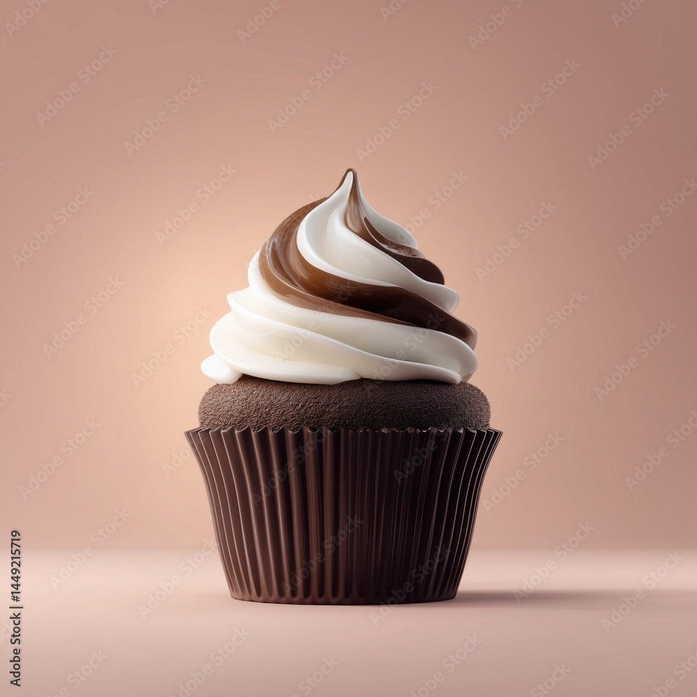 Decadent Chocolate Cupcake Topped with Creamy Vanilla Ice Cream – Perfect Dessert for Bakery Menu, Food Styling, and Sweet Treat Advertising Decadent Chocolate Cupcake Topped with Creamy Vanilla Ice Cream – Perfect Dessert for Bakery Menu, Food Styling, and Sweet Treat Advertising