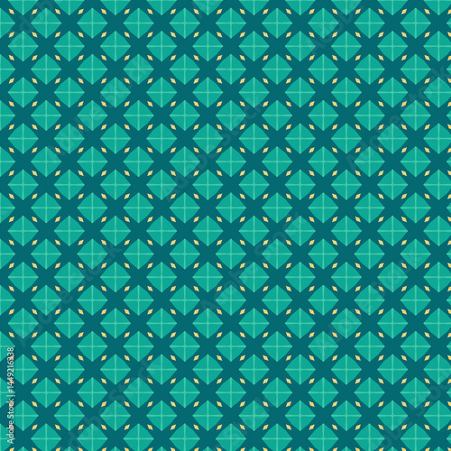 Teal Green Geometric Pattern Seamless Teal Background Design Repeat Texture art aqua gold cross     