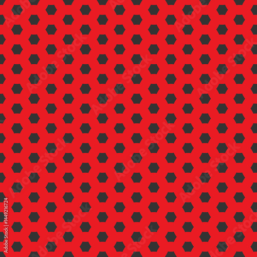 Red Black Hexagon Geometric Seamless Pattern Background Design Art Grid Style Image Print Modern    