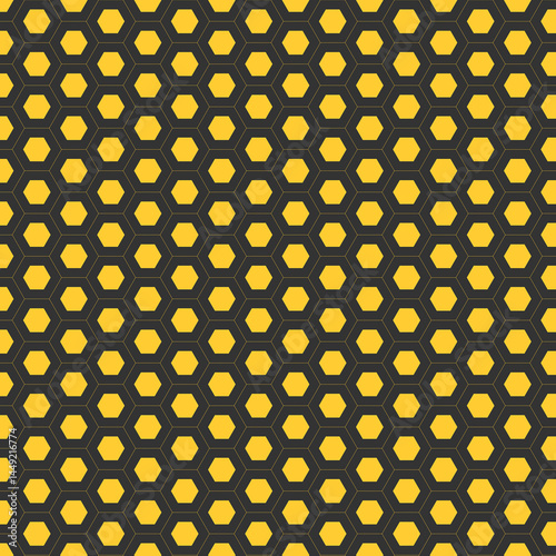 Abstract Geometric Hexagon Pattern Yellow Black Modern Design Background Art Grid Style Vector      