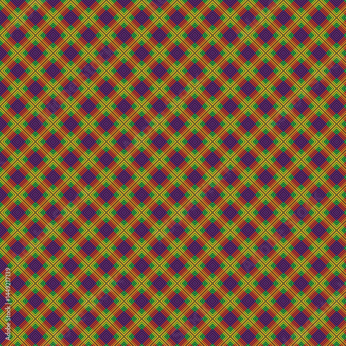 Vibrant Geometric Diamond Pattern Seamless Texture Colorful Background Design Repeat art red style  