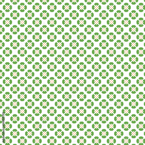 Green Geometric Pattern Seamless Texture White Background Modern Design Elegant Repeating Floral    