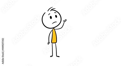 Waving Stick Figure with Worried Expression