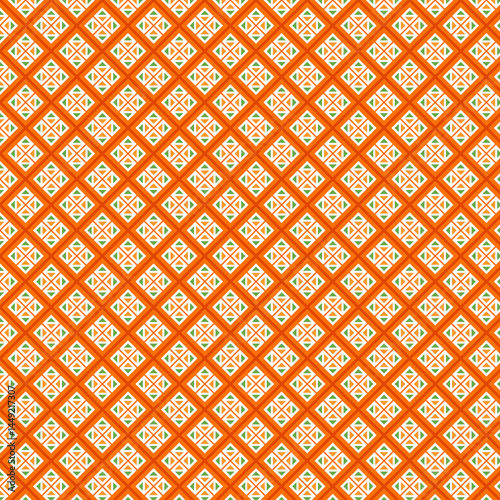 Geometric Orange Green White Seamless Pattern Design Textile Background Repeat Style Print Square   