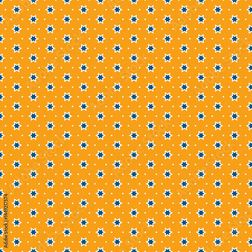Orange Blue Star Pattern Seamless Texture Background Design bold stars style repeat vector bright   
