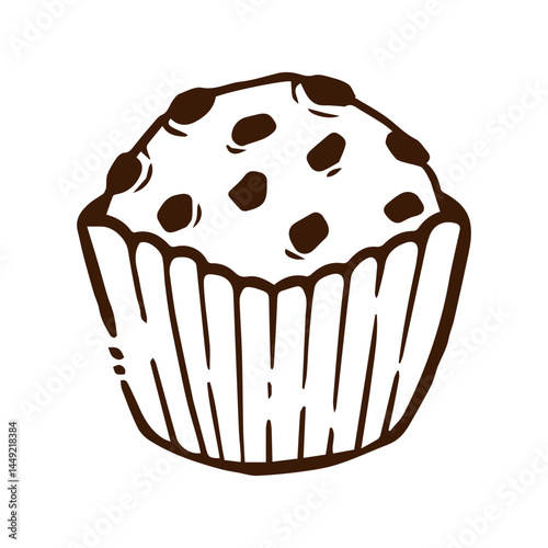 chocolate muffin isolated on white