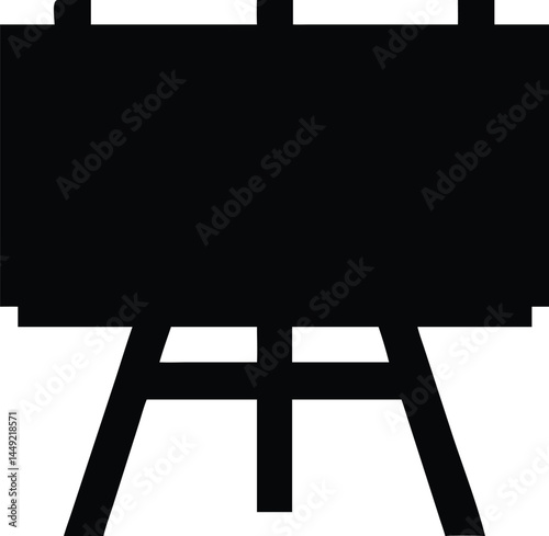 Solid black silhouette depicts a framed billboard supported by a sturdy stand structure