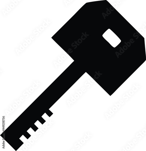 The black key with jagged edges presents a minimalist security solution on a plain background