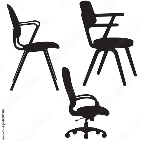 set vector various style office chair silhouettes
