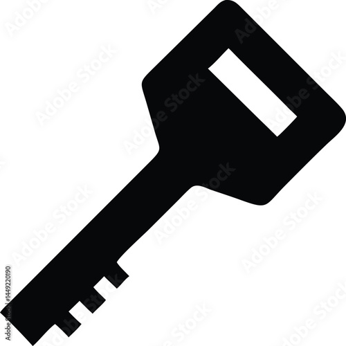 The solid black key leans to the left against a stark white background