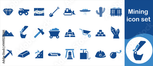 Mining icon set, collection, engineering, mining, intelligence, cryptocurrency, market, system, background, binary, internet, trading, consulting, data mining, concept and more