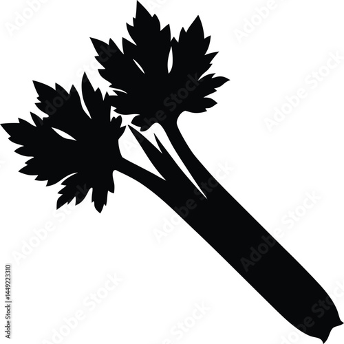 celery stalk silhouette vector isolated on white