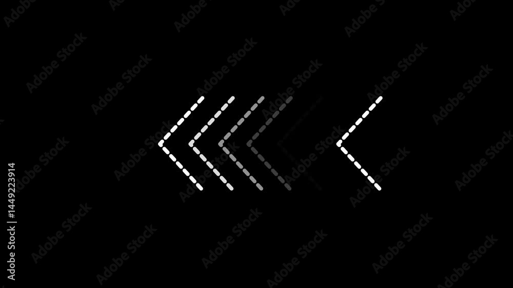 arrow icon animation on black background. point moving arrow motion animation