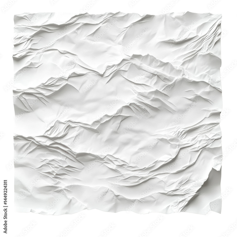 Fototapeta premium Textured White Paper Abstract Isolated on Transparent Background