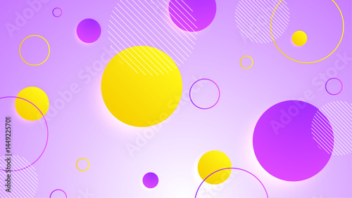 Yellow and purple circles create a vibrant design on a purple background, suitable for modern graphic design and abstract concepts.