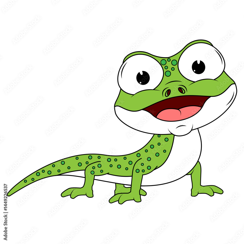 Obraz premium Cute Green Newt Animal Cartoon