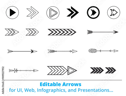 Editable Arrow Icon Set for UI, Infographics, and Presentations