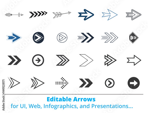 Editable Arrow Icon Set for UI, Infographics, and Presentations