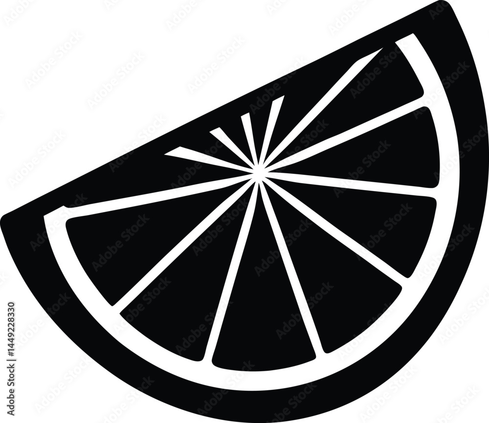 lemon slice silhouette vector on white background  