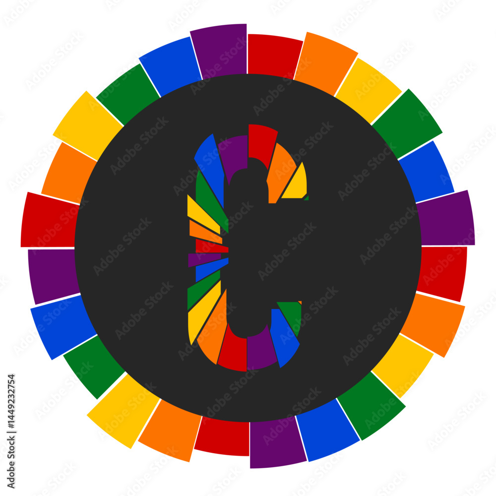 Fototapeta premium Modern capital Letter C Design with Multicolor Geometric Ring
