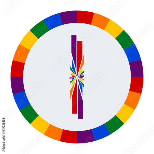 Colorful Abstract capital Letter I on White Background with Rainbow Fragment Circle Design