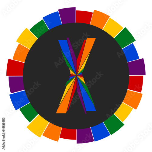 Modern capital Letter X Design with Multicolor Geometric Ring