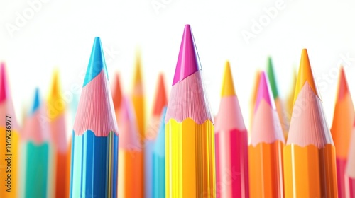 Close-up of colorful sharpened pencils