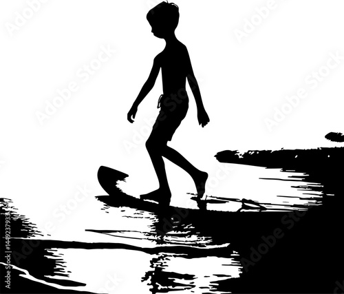 Surfer print embroidery graphic design vector art