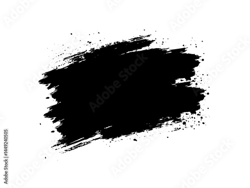 black brush stroke icon with white background. 