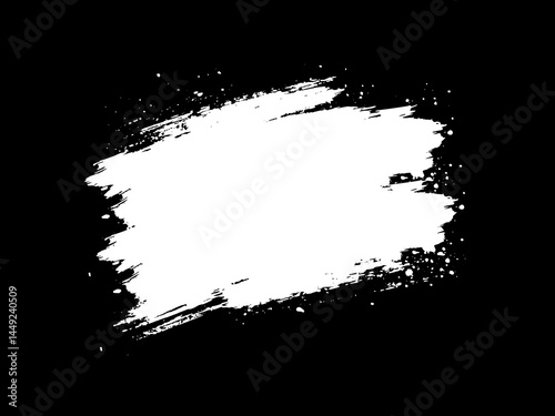 white brush stroke icon with black background. 