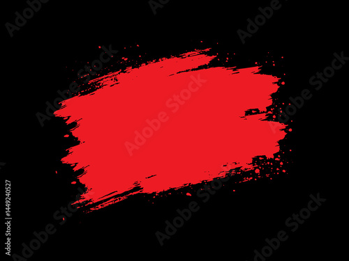 red brush stroke icon with black background. 