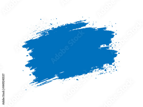 blue brush stroke icon with white background. 
