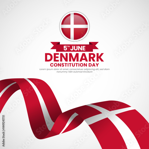 Denmark constitution day Square banner background with waving flag vector illustration