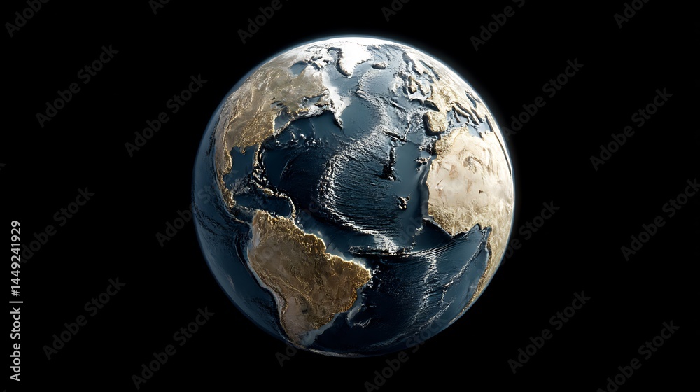 Obraz premium Realistic 3D rendering of planet earth on a dark background, outer space