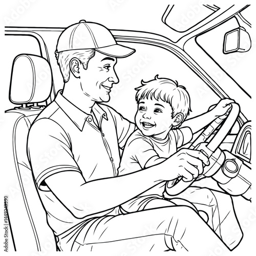 Taxi Driver Dad Coloring Page