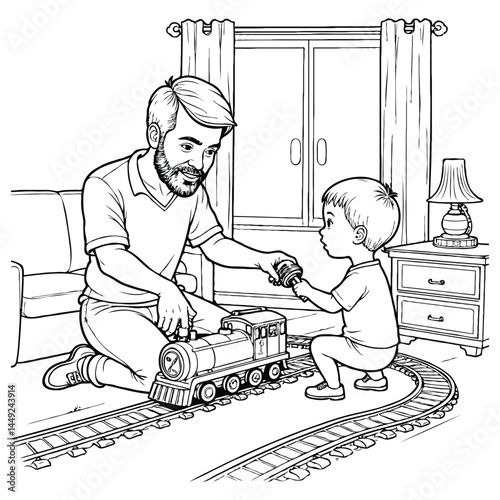 Train Station Announcer Dad Coloring Page