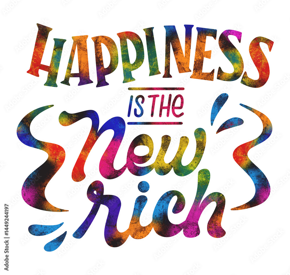 Lettering happiness sticker Happiness is the new rich