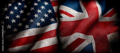 Obraz na płótnie America and UK flag. Import export manufacture trading partner. Politic diplomacy. Generative AI technology.
w salonie