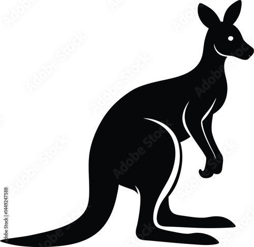 silhouette of a kangaroo with baby in pouch 