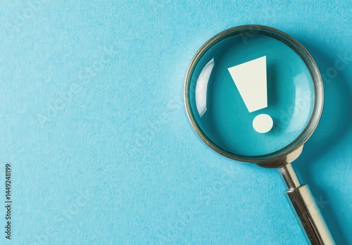 Magnifying glass, exclamation mark