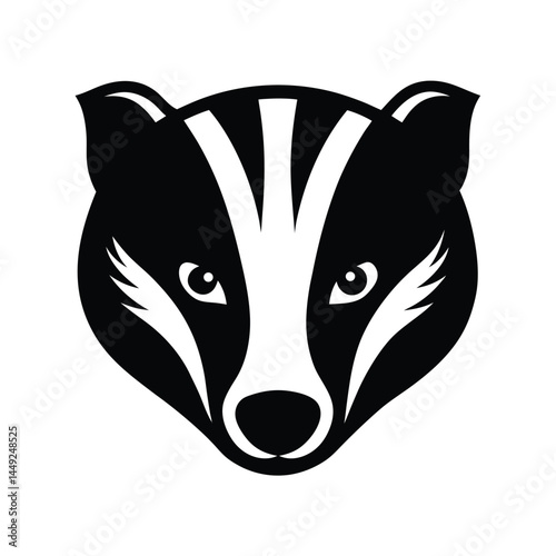 Badger Head Silhouette with Facial Features