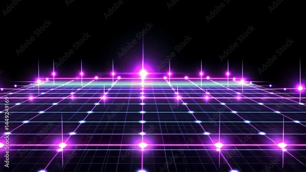 Vibrant Digital Grid with Glowing Purple and Blue Lights Futuristic Exploration of Depth and Technology in Abstract Design Vibrant Digital Grid with Glowing Purple and Blue Lights Futuristic Exploration of Depth and Technology in Abstract Design